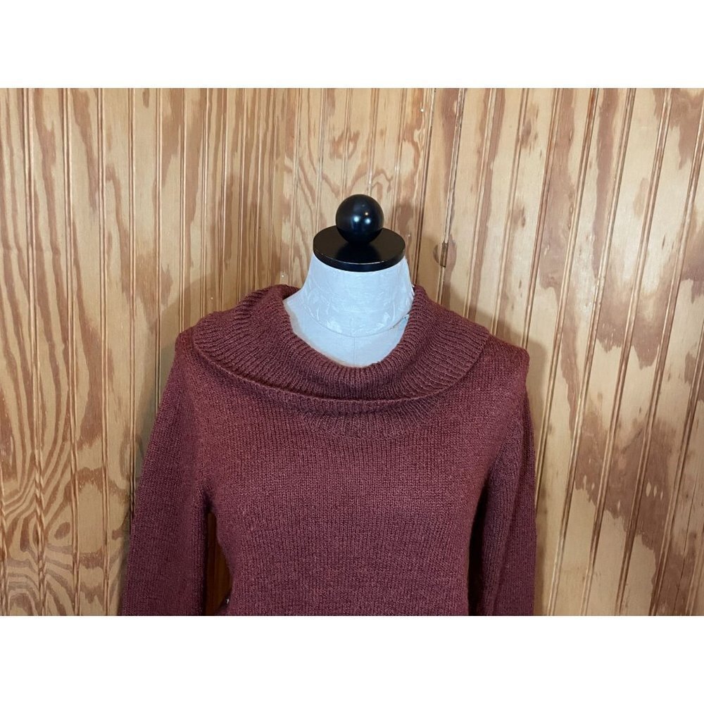 NortonMcnaughton Sweater Pullover Long Sleeve Cowl Neck Knit Rust Orange Sz S - Picture 4 of 7